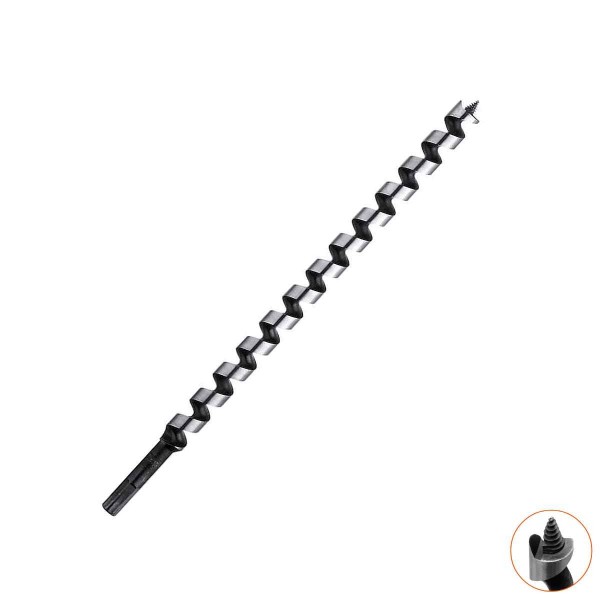 Schlangenbohrer Holz mit 6-kant Aufnahme und Gewindespitze