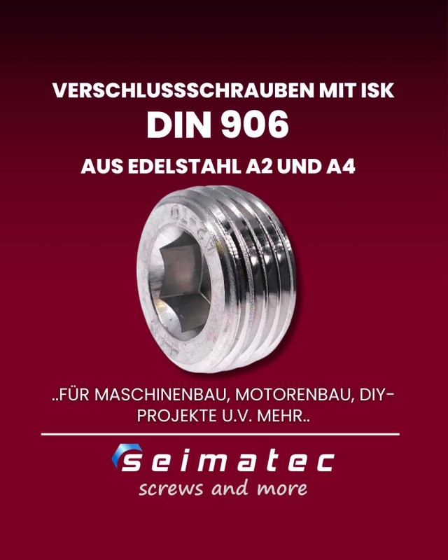 DIN 906 Verschlussschrauben mit Innensechskant aus Edelstahl A2 oder A4