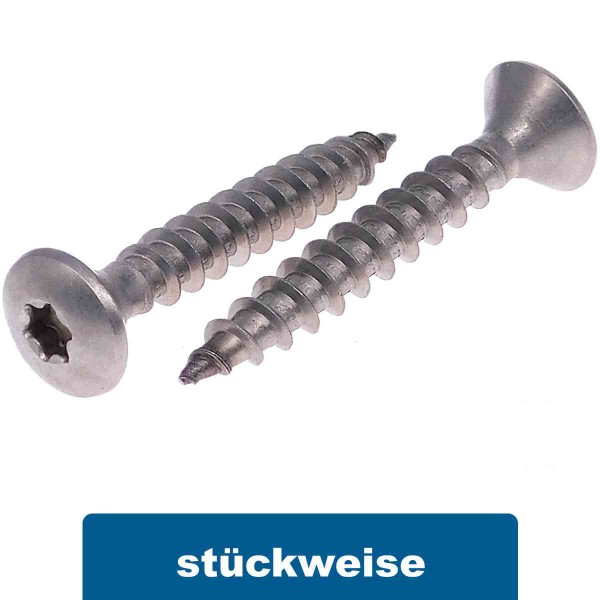Holzschraube mit Linsensenkkopf Edelstahl A4 TX Vollgewinde #9046