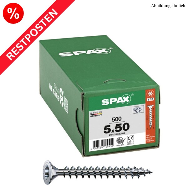 SPAX Universalschraube T-Star Stahl verzinkt Senkkopf Restposten - 5,0x50