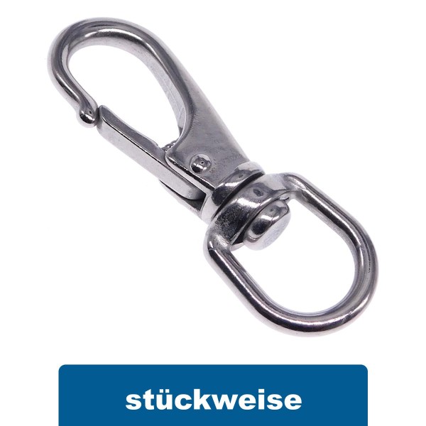 Schnapphaken mit Wirbelauge aus Edelstahl A4 AISI 316