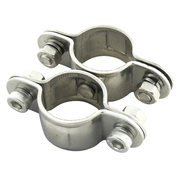 Doppelschelle vierteilig aus Edelstahl A2 mit Wirbel für 25 mm Rohr #083570