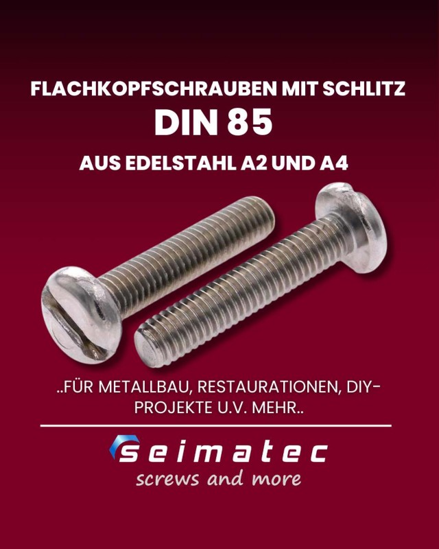 Flachkopfschrauben Edelstahl mit Schlitz DIN 85