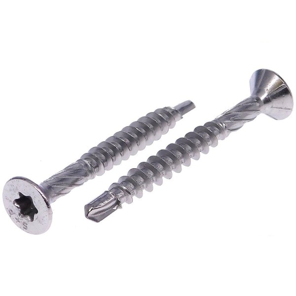 Holzbauschrauben mit Bohrspitze und Schälrippen Senkkopf TX Edelstahl 1.4006 - FH-DIY
