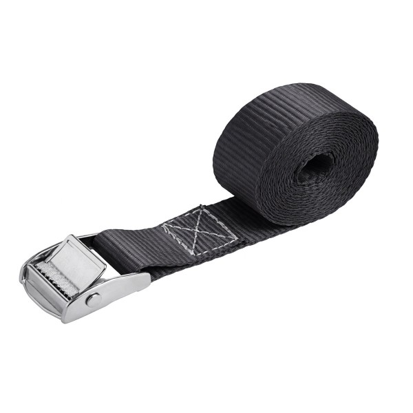 Spanngurt schwarz 2,3 Mtr. Band 25 mm Klemmschloss Edelstahl A4