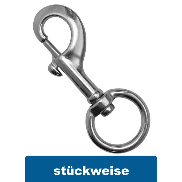 Wirbelkarabiner mit rundem Auge Edelstahl A4 AISI 316