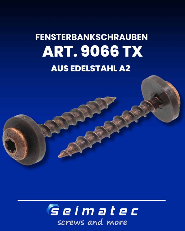 9066-Fensterbankschrauben-TX-GG-mit-Polyscheibe-und-Kopf-braun-Edelstahl-A2