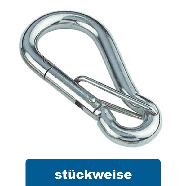 Karabinerhaken mit Sicherheitsverschluss Edelstahl A4 #089480