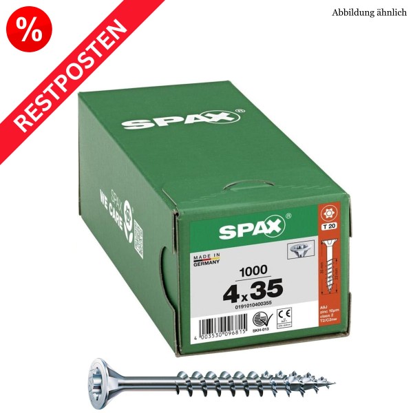 SPAX Universalschraube T-Star Stahl verzinkt Senkkopf Restposten - 4,0x35
