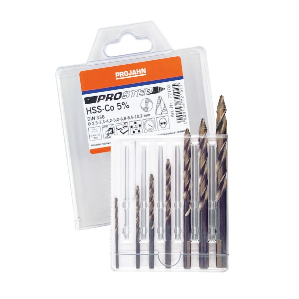 Spiralbohrersatz HSS-Co 5% DIN 338 Typ N PROSTEP im 7tlg. Satz