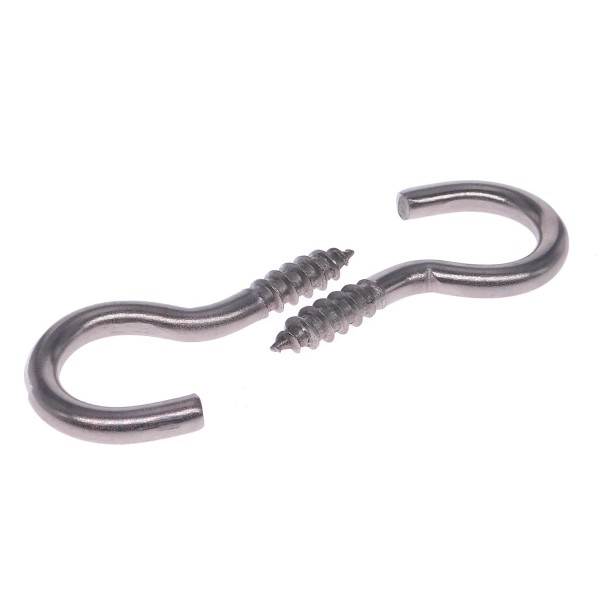 Wäscheleinenhaken gebogen mit Holzgewinde aus Edelstahl A2