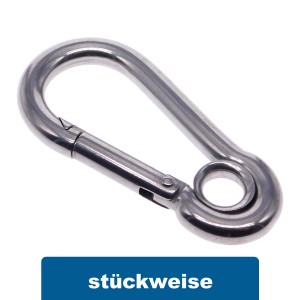 Karabinerhaken mit Kausche Edelstahl A4-AISI 316 #8250 Karabinerhaken mit Kausche Edelstahl A4-AISI 316 #8250
