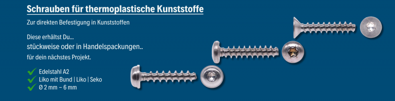 Schrauben für Kunststoffe aus Edelstahl