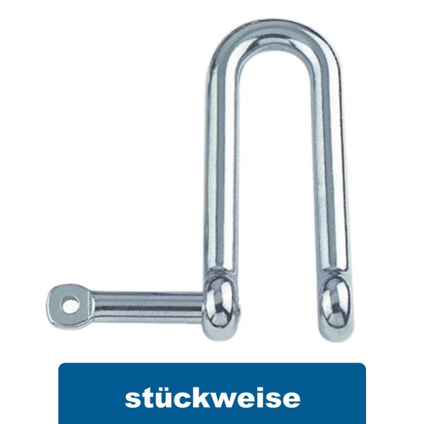 Rundschäkel lange Form mit unverlierbarem Bolzen Edelstahl A4