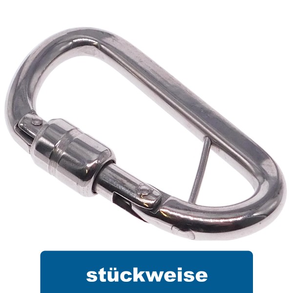 Karabinerhaken mit Springverschluss und Steg Edelstahl A4 #8956