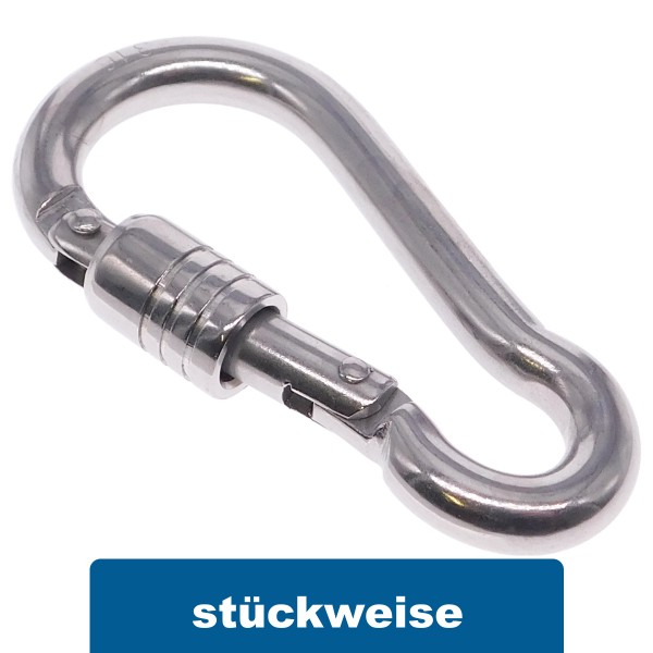Karabinerhaken mit Springverschluss Edelstahl A4 #8949