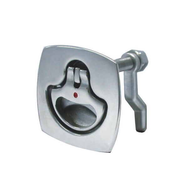 Einlassgriff rechteckig mit Schloss Edelstahl A4 Ø 63 mm #8818