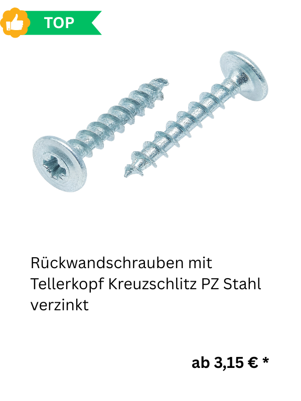  Rückwandschrauben mit Tellerkopf Kreuzschlitz PZ Stahl verzinkt 