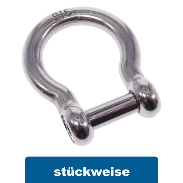 Rundschäkel geschweifte Form Edelstahl A4 #089700
