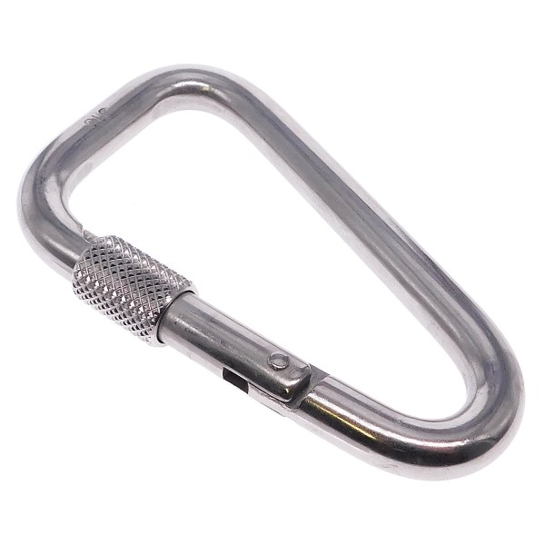 Karabinerhaken asymetrisch mit Sicherheitsmutter Edelstahl A4 #8953