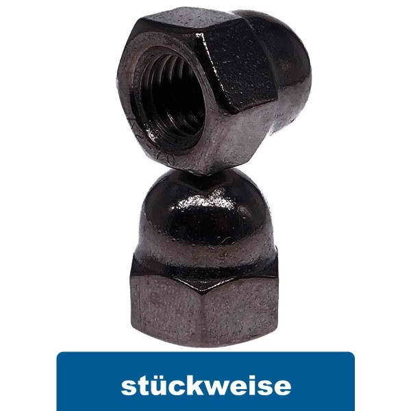 Hutmutter hohe Form rostfrei A4-80 schwarz DIN 1587