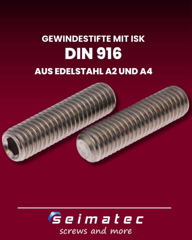 madenschrauben aus Edelstahl A2 und A4 DIN 916 mit Innensechskant
