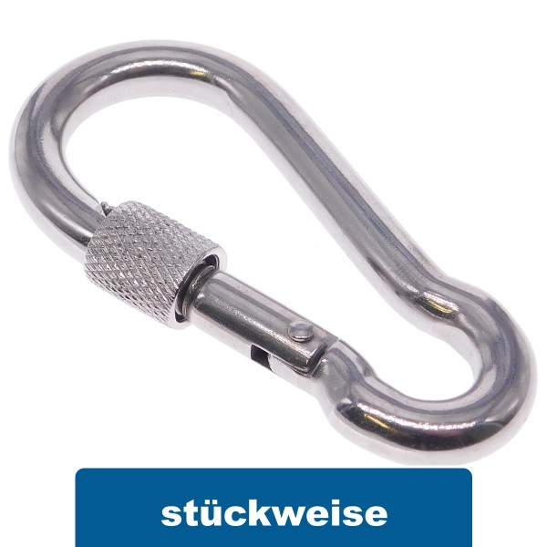 Karabinerhaken mit Sicherungsmutter Edelstahl A4-AISI 316 #814594