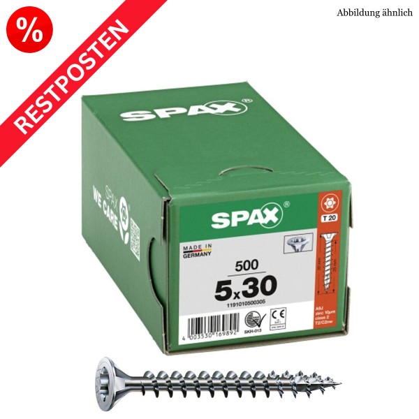 SPAX Universalschraube T-Star Stahl verzinkt Senkkopf Restposten - 5,0x30