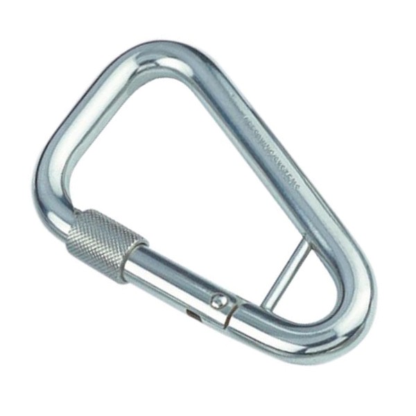 Karabinerhaken asymmetrisch mit Sicherheitsmutter und Steg A4 #8954