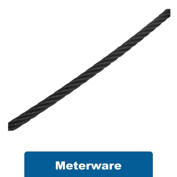 Edelstahlseil schwarz lackiert mittelweich 7x7 sZ A4 #8379BK